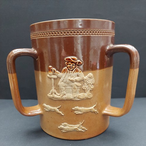 Doulton Lambeth large Loving Cup / Tyg - Hunting Scenes - 19th C - Picture 4 of 14