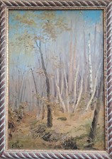 Quadri Antichi. Comolli Gigi,Le betulle,cm 31x45;opera pubblicata;cartiglio