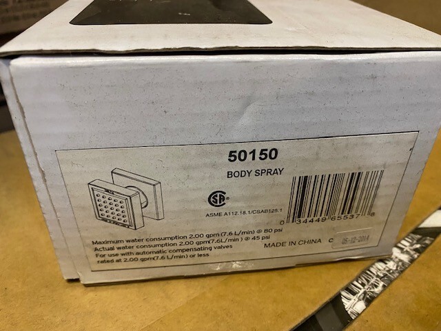 Delta Shower Body Spray 50150 Surface Mount with H2Okinetic Technology Chrome