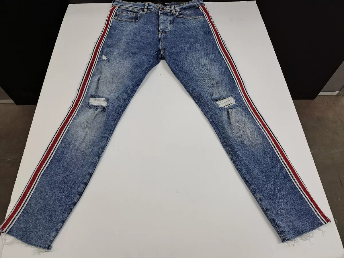 Zara Man Denim Collection ITALY Button up Distressed Blue Jeans Size 31 4267