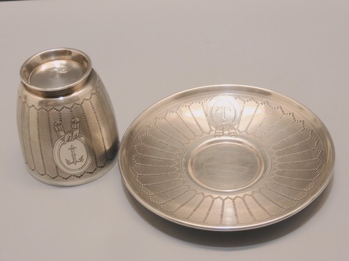 -TASSE et SA SOUCOUPE en ARGENT Poinçon MINERVE CHIFFREES T Collection Vitrine D - Afbeelding 8 van 24