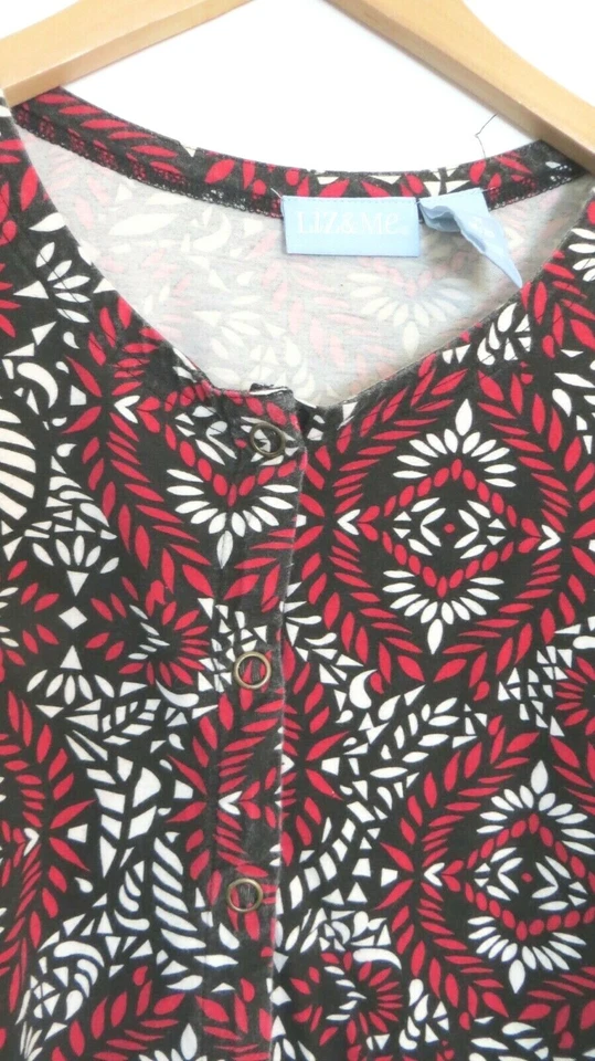 Liz & Me Cardigan Jacket Shirt Womens 1X 18/20 Red Black Snap Up Long Sleeve Top - Image 4 of 4