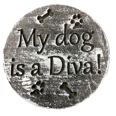 Dog diva plastic mold  7.75'' x 3/4'' thick plaster cement resin casting mould