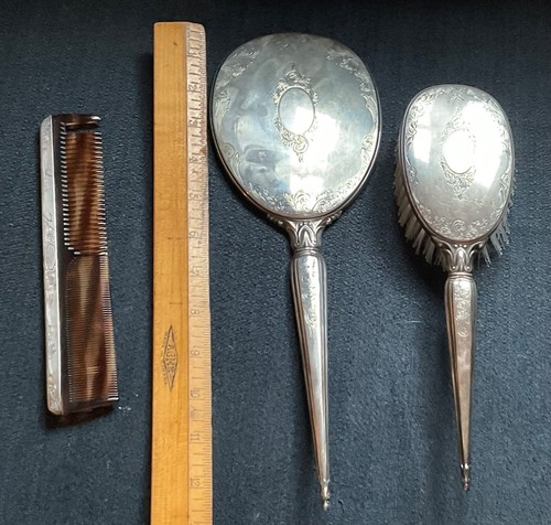 Vintage Birks Sterling Three Piece Vanity/Dresser Set - Picture 11 of 12