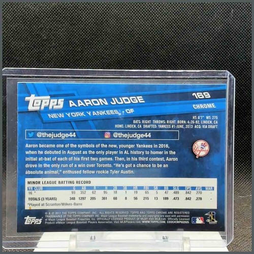 2017 Topps Chrome Aaron Judge Yankees Rookie RC #169 #XXX - Imagen 2 de 2