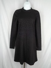 Ann Taylor Black Animal Print Jacquard Textured Dress Size 0 New