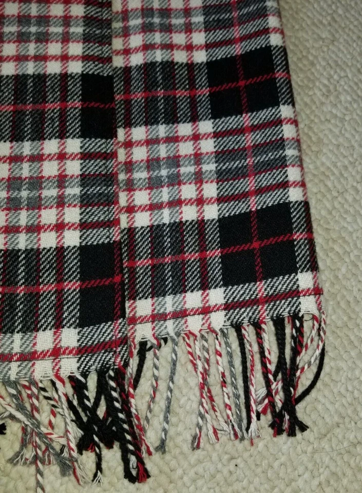 女式 Skirt-CHARTER CLUB-White/红色/黑色格子羊毛裹身中长衬里流苏 -10 — 第 3/4 张图片