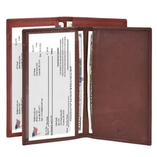 Leatherboss Genuine Leather Checkbook Cover Plain Set of 2, Brown & Dark Brown