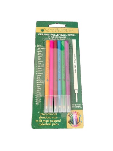 MonteVerde Ceramic Rollerball Refills In 6 Assorted Fashion Colors G22 790-500 - Picture 1 of 2