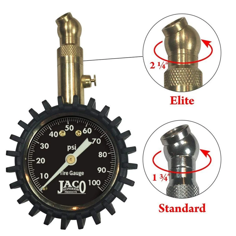 JACO Elite Tire Pressure Gauge 100 PSI Heavy Duty Accurate Dial Foto 3 de 4