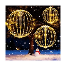 3 Pack Christmas LED Light Ball, Large 25 Inch Collapsible Lighted Balls Chri...