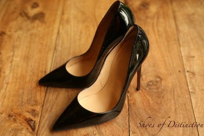 Louboutin talons aiguilles en cuir collé noir pour femmes UK 4,5 US 7,5 EU 37,5 - Photo 1/4