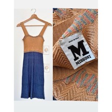 M Missoni Knit Tank Dress Zig Zag Chevron Blue Orange Peach US 2