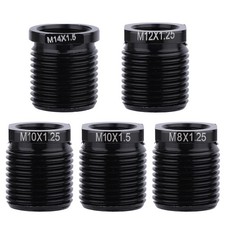 5pcs Gear Shift Knob Adapter Kit Universal Fit For M10 M12 M14 Threads Black
