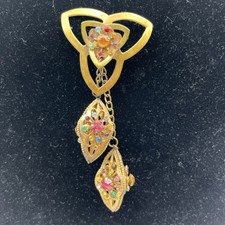 Vintage Gold Tone Multicolored Rhinestone Cha...