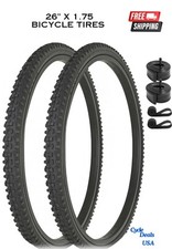 PAIR of 26" x 1.75 Black Bicycle Tires Set DURO Mountain MTB Knobby Rock Runner