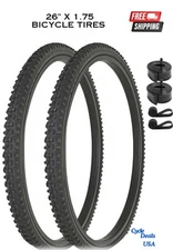 PAIR of 26" x 1.75 Black Bicycle Tires Set DURO Mountain MTB Knobby Rock Runner