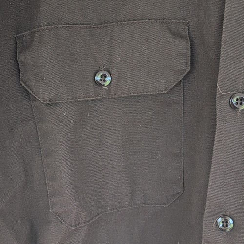 Dickies Brown Solid Twill Long Sleeve Spread Collar Button-Up Shirt w/ Pockets M - Picture 4 of 7