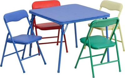 **Flash Furniture Mindy Kids 5-Piece Set Folding Square Table And Chairs Set For