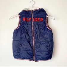 Tommy Hilfiger reversible vest with hood blue gray Kids size Small 6/7