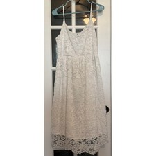 Forever 21 White Floral Lace Sleeveless Fit & Flare Dress Size Large