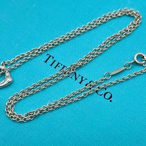 Tiffany & Co. Corazón Abierto Perla Lariat Collar Plata Elsa Peretti Usado - Imagen 6 de 15