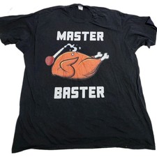 Master Baster Funny Turkey Baster Thanksgiving Tee 3XL XXXL Black T Shirt 