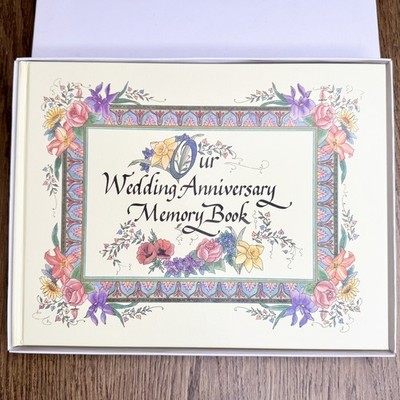 Our Wedding Anniversary Memory Book Floral Hardcover Keepsake Album 1997 NOS