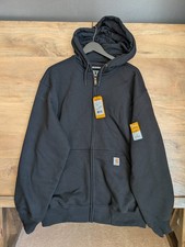 Carhartt Rain Defender Hoodie Mens Large Black Loose Fit Heavyweight Zip-Up NWT