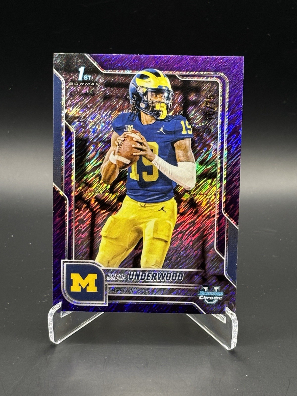 2025 Bowman Chrome University Bryce Underwood 1st Purple Shimmer /75 Michigan