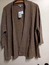 Damen Feinstrick-Jacke, 100% Yak-Wolle, beige-braun, Gr. 40/42