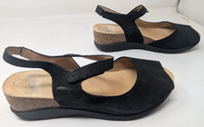 Dansko Women's Marcy Sandal Size 37 7M Cork Wedge Black Milled Nubuck Platform