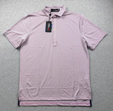 Ralph Lauren RLX Men's Medium Rose Striped Wicking Performance Golf Polo Shirt