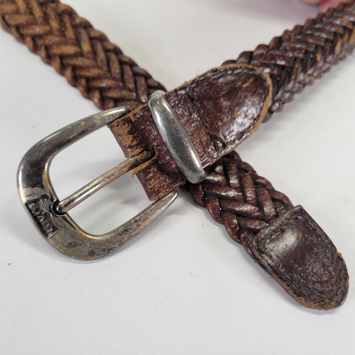 Vintage Levi\'s Braided Woven Leather Belt - Large Leather Braid Belt - Brown | Levi main image 2