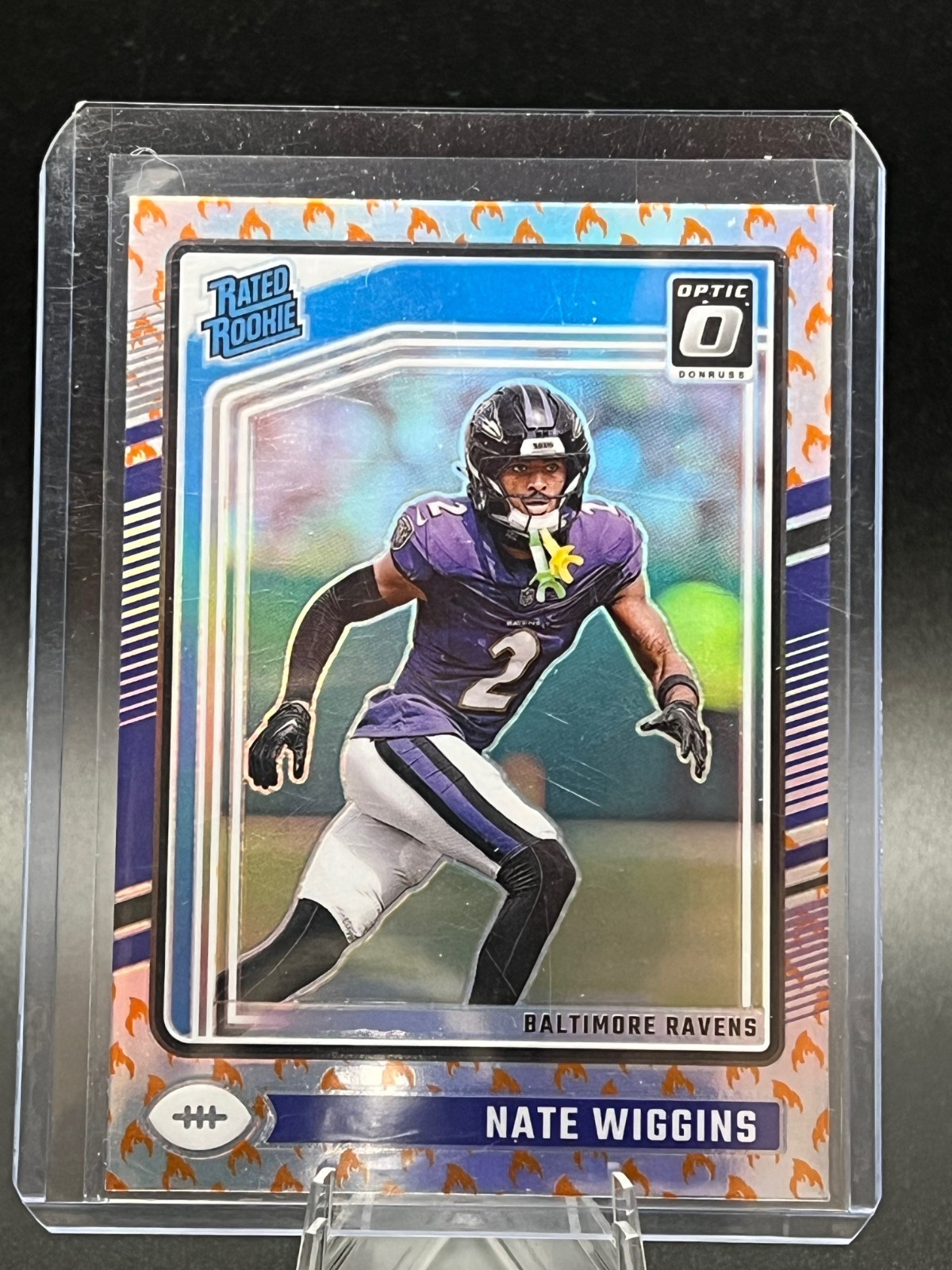 2024 Donruss Optic Rated Rookie NATE WIGGINS Fire Emojis SSP #281 (RC) Ravens