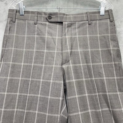 Zanella DEVON Pants Men's size 34x30 plaid Dress Italy Trousers smart money