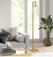 Image of gold floor lamp brass with light