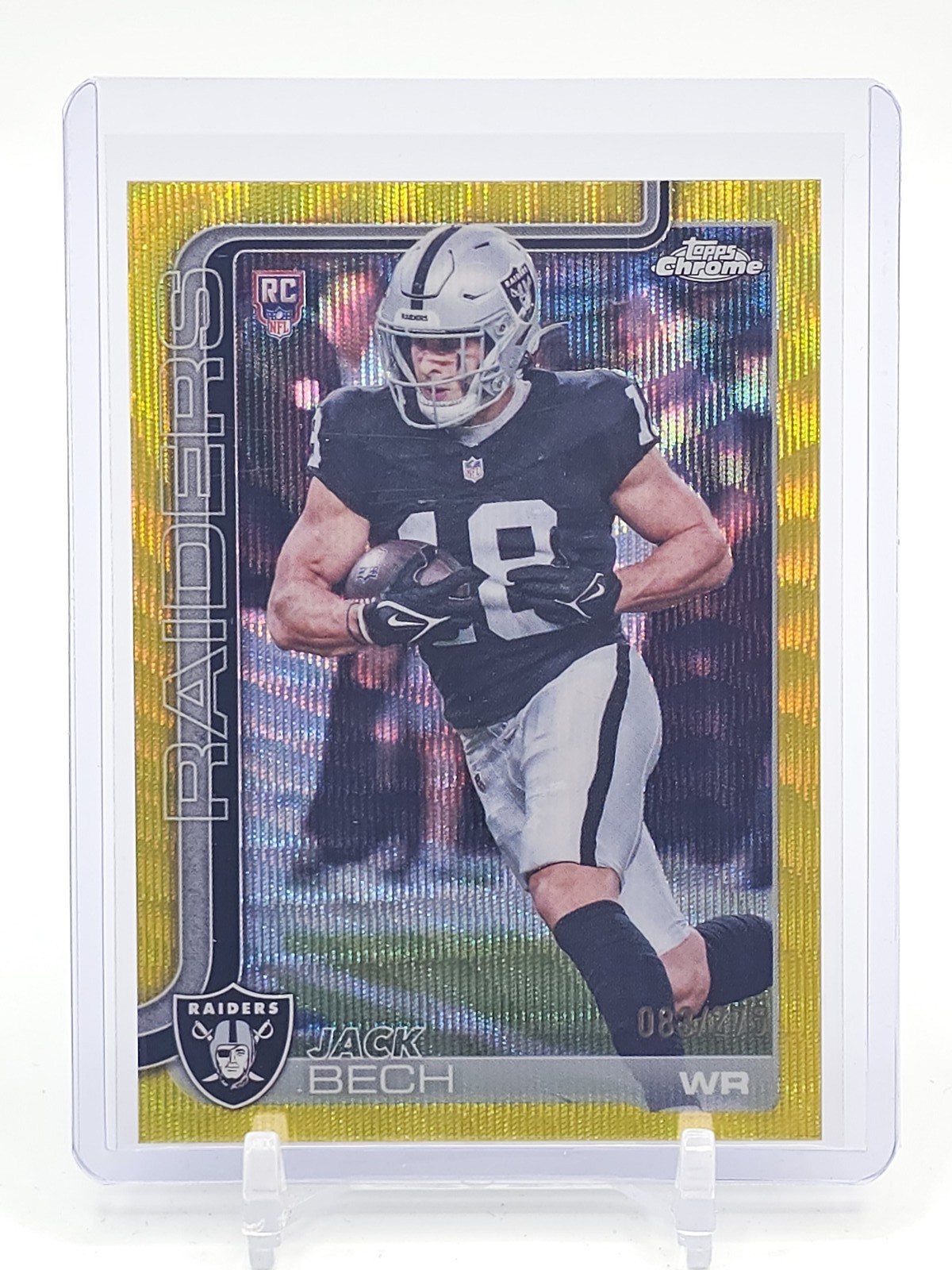 JACK BECH 2025 TOPPS CHROME ROOKIE YELLOW WAVE REFRACTOR /275 #388 RAIDERS Q3178