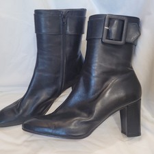 Botines Palizzio Cuero Negro Puntera Cuadrada Hebilla Talla 11 Hechos en España Tacón 3"