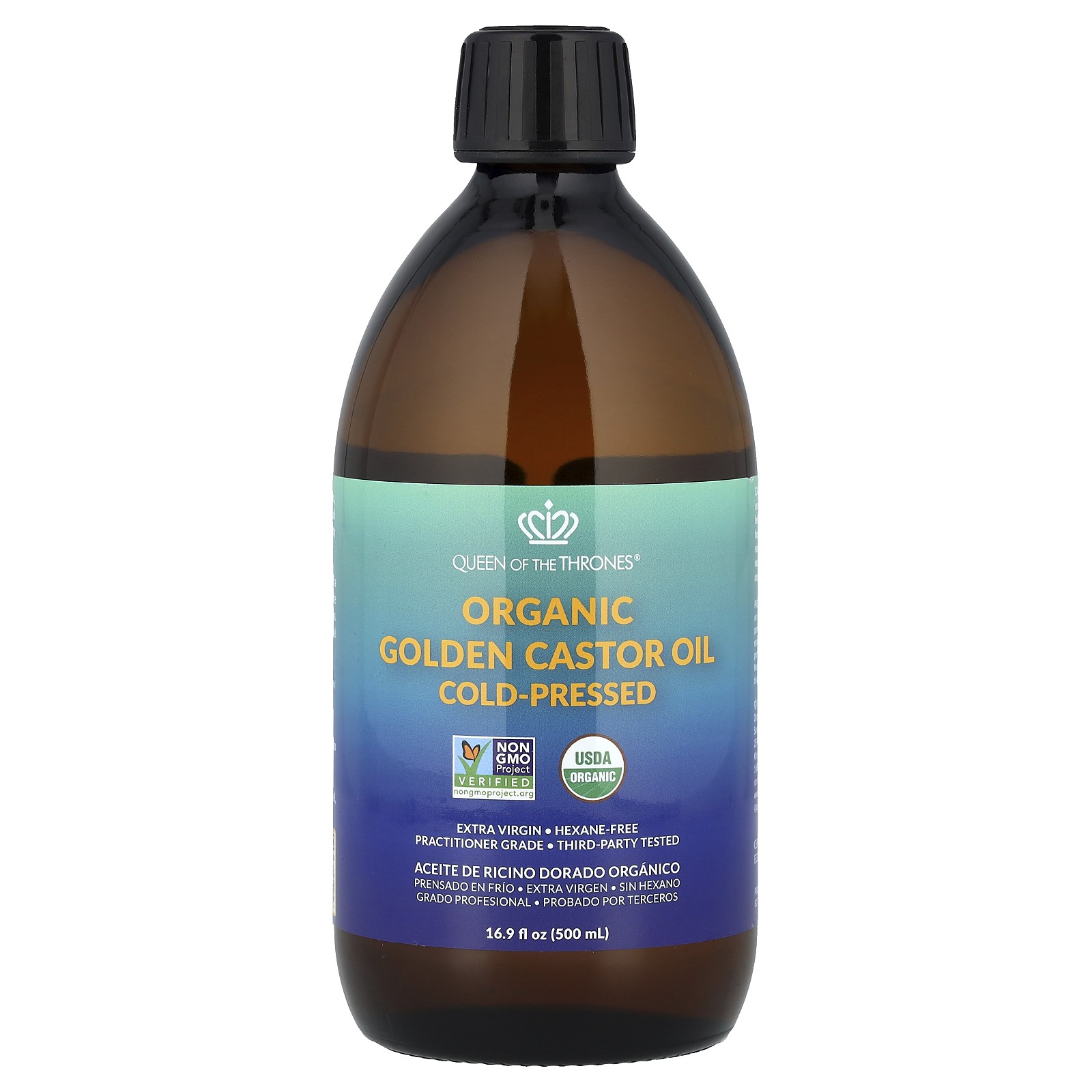Organic Golden Castor Oil, Cold-Pressed, 16.9 fl oz (500 ml)