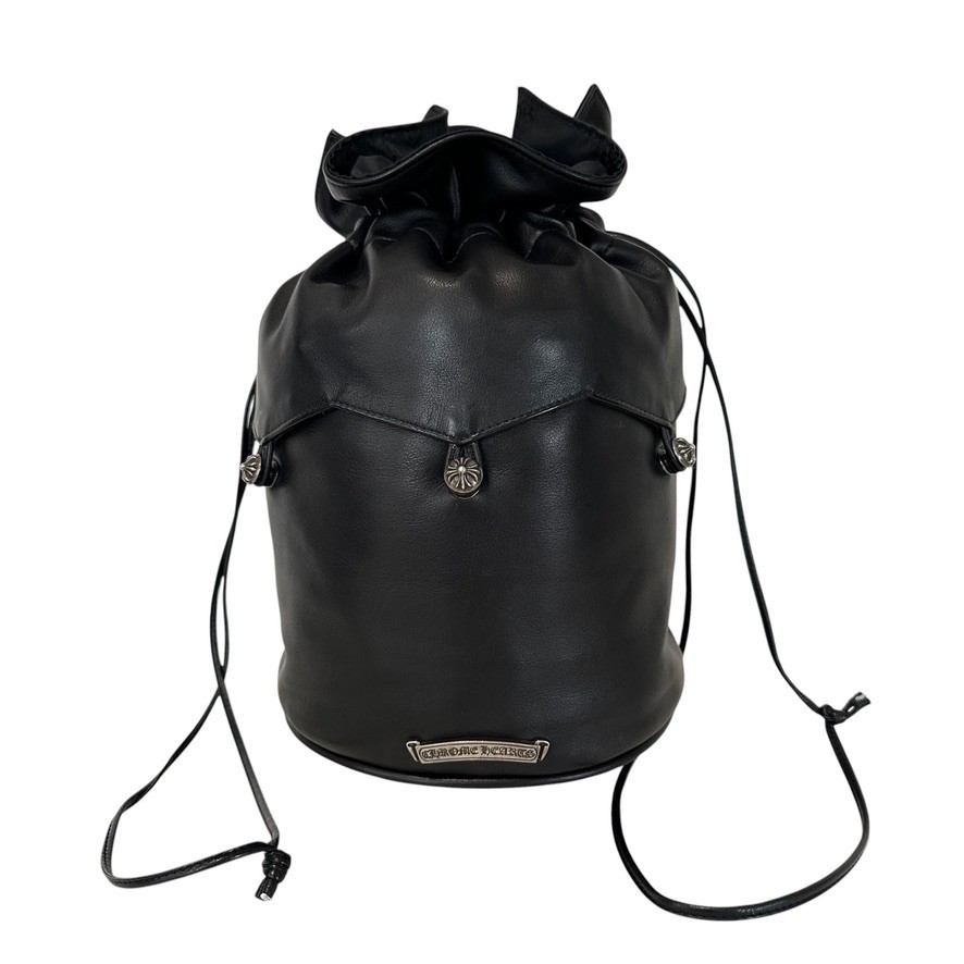 Extremely Rare ◇ Chrome Hearts Drawstring Pouch Crossball Black