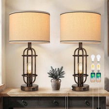 Table Lamps for Living Room Set of 2, 22.3" Farmhouse Lamps for Nightstand, I...