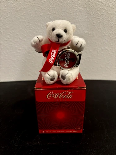 Coca-Cola Coke Vintage Avon Watch & 4" Polar Bear Plush 2002 - Brand New
