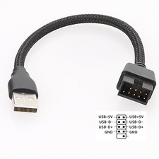 USB A Male to 9PIN Motherboard RGB Data to External U Port Adapter Cable
