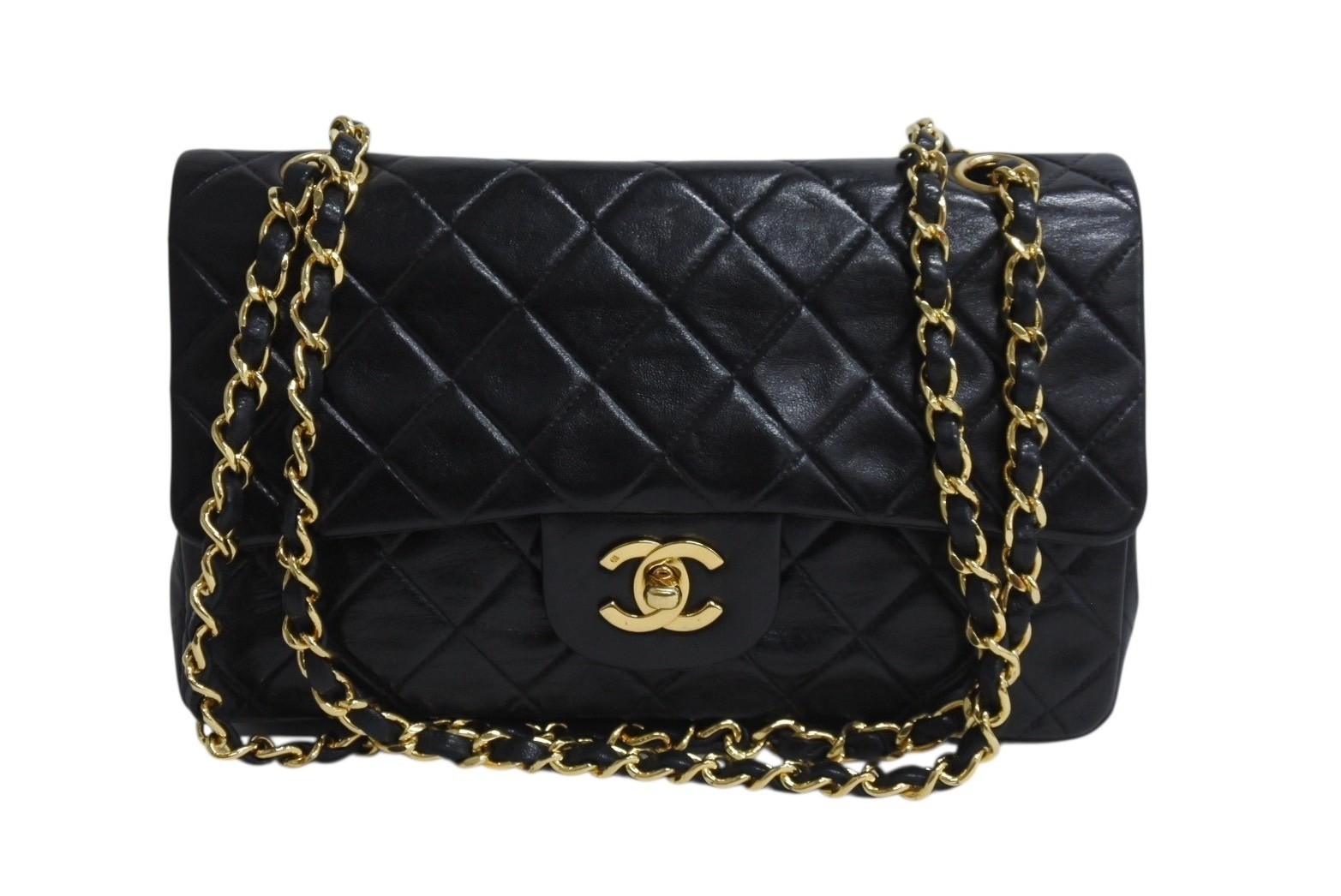 Chanel Matelasse 23 W Flap Lambskin Shoulder Bag Black 4B0038-Fc