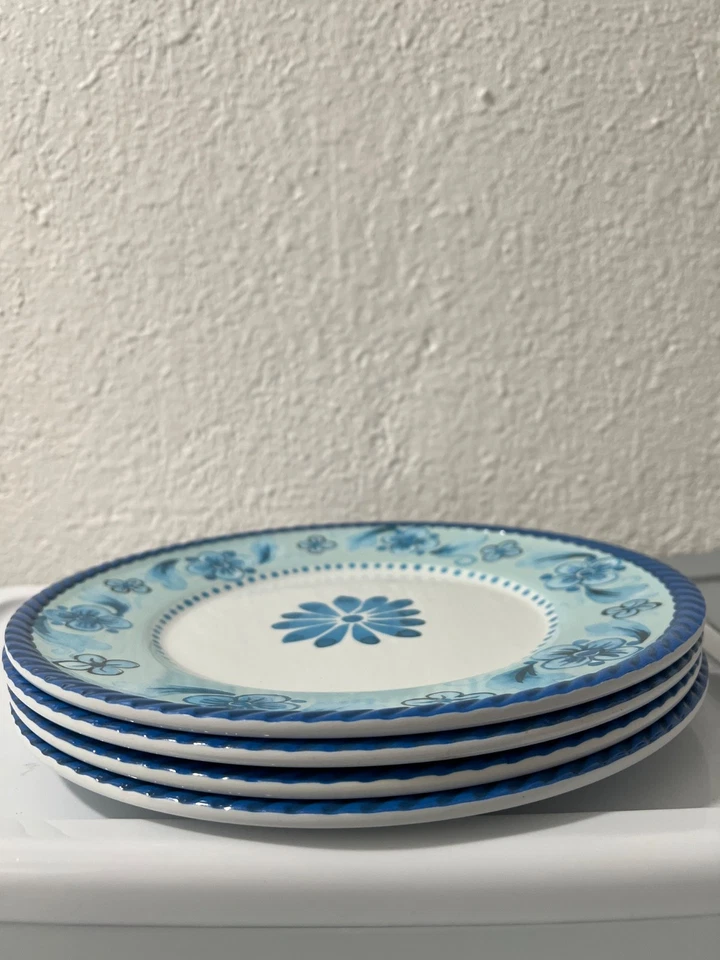 Cynthia Rowley Melamine New York Plates Blue Aqua Green 11” set of 4 - Image 2 of 4