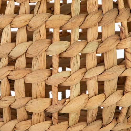 Cesta colgante tejida a mano jacinto de agua mango de cuero sintético almacenamiento decorativo - Imagen 6 de 15