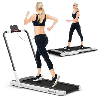 2-In-1 Faltbares Laufband Mit APP & Fernbedienung Handyhalter Led-Display Und La
