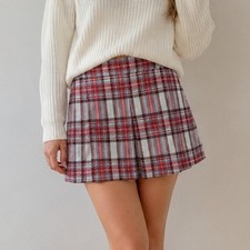 J.Crew BD524 Pleated Mini Skirt in Vintage Plaid Womens 6 Wool High-waisted NWT