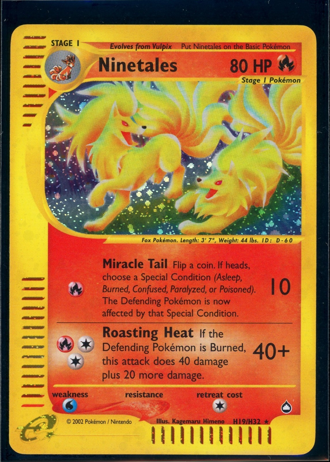 Pokemon AQUAPOLIS - #H19/H32 Ninetales - Holo - ENG - Moderately Played